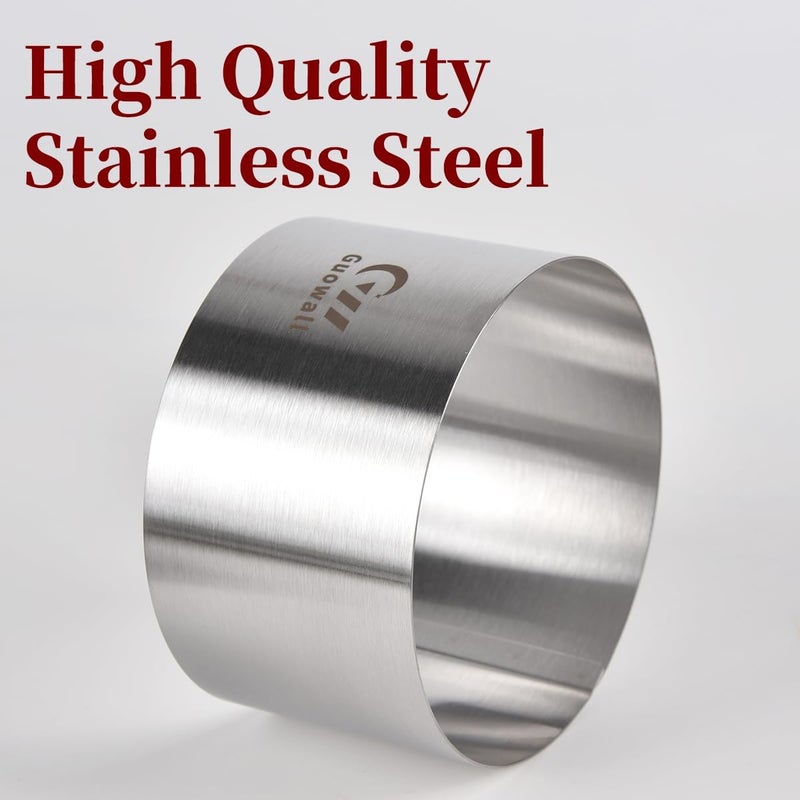 Guowall 4/6/8 inch Cake Rings for Baking Stainless Steel Mousse Ring Mold 3 Sizes Round Pastry Biscuit Cutter - Height 6 cm - Image 2